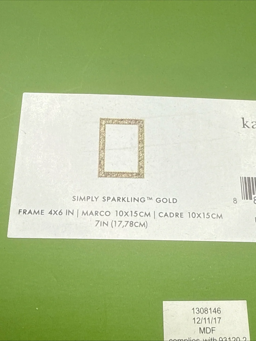 kate spade x lenox Gold Glitter Frame with Metallic Trim